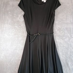 Chic Black Midi Dress with Belt